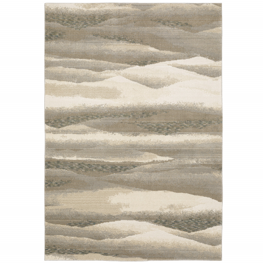 2 x 3 ft. Abstract Power Loom Stain Resistant Area Rug - Gray - Blue & Teal