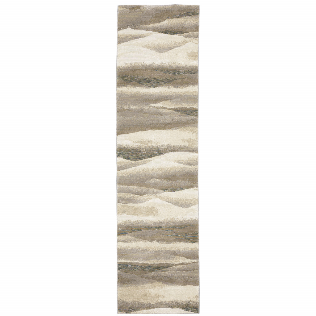 2 x 8 ft. Gray Blue & Teal Abstract Power Loom Stain Resistant Runner Area Rug - Gray Blue and Teal - 2 x 8 ft.
