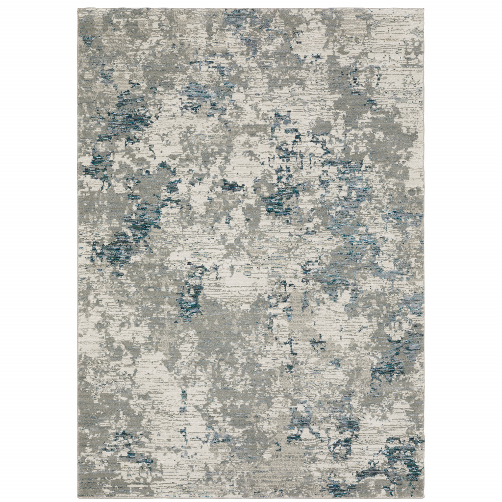 10 x 13 ft. Blue Beige & Teal Abstract Power Loom Stain Resistant Rectangle Area Rug - Blue and Beige - 10 x 13 ft.