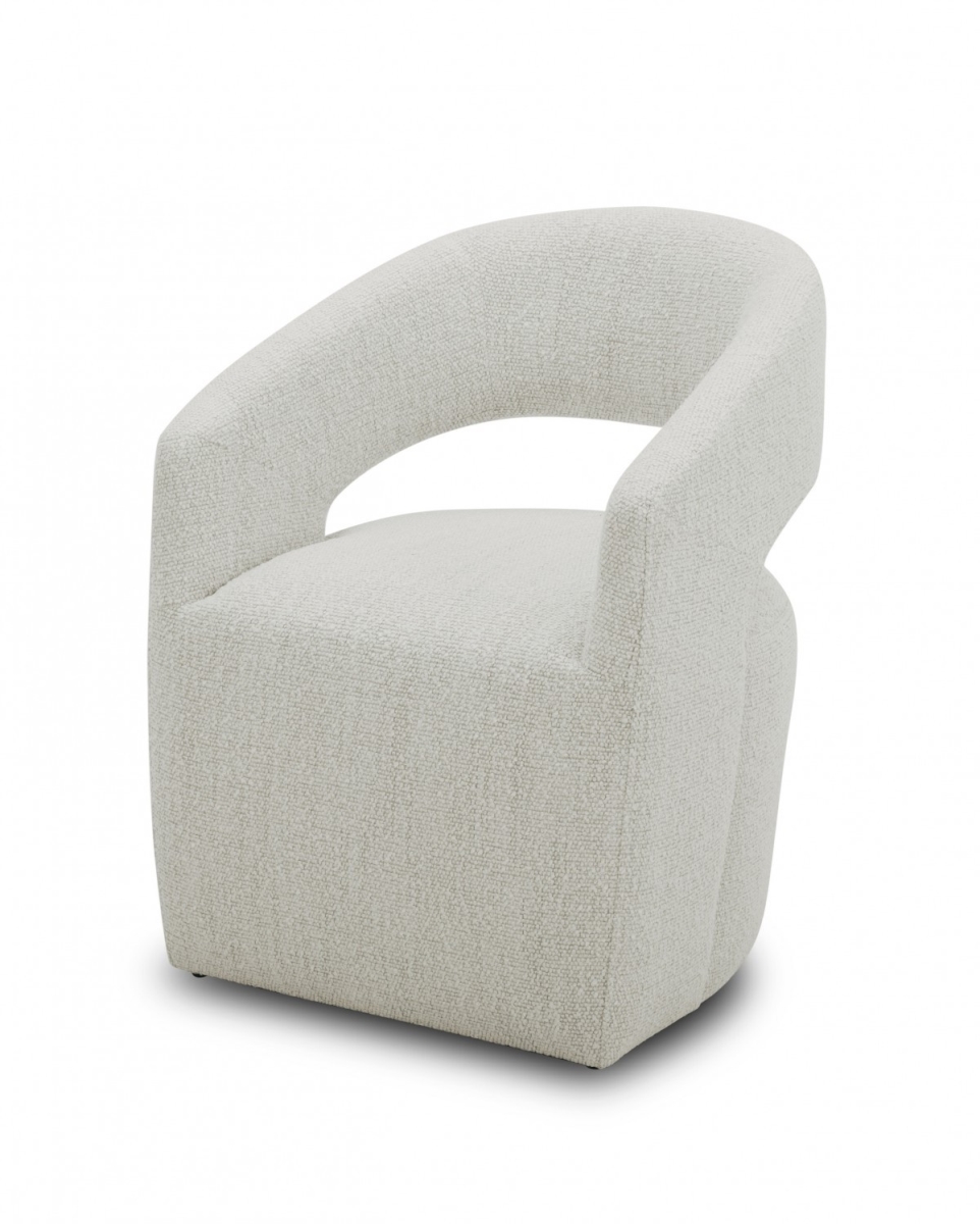 488458 26 in. Textured Polyester Modern Arm Chair, Cream