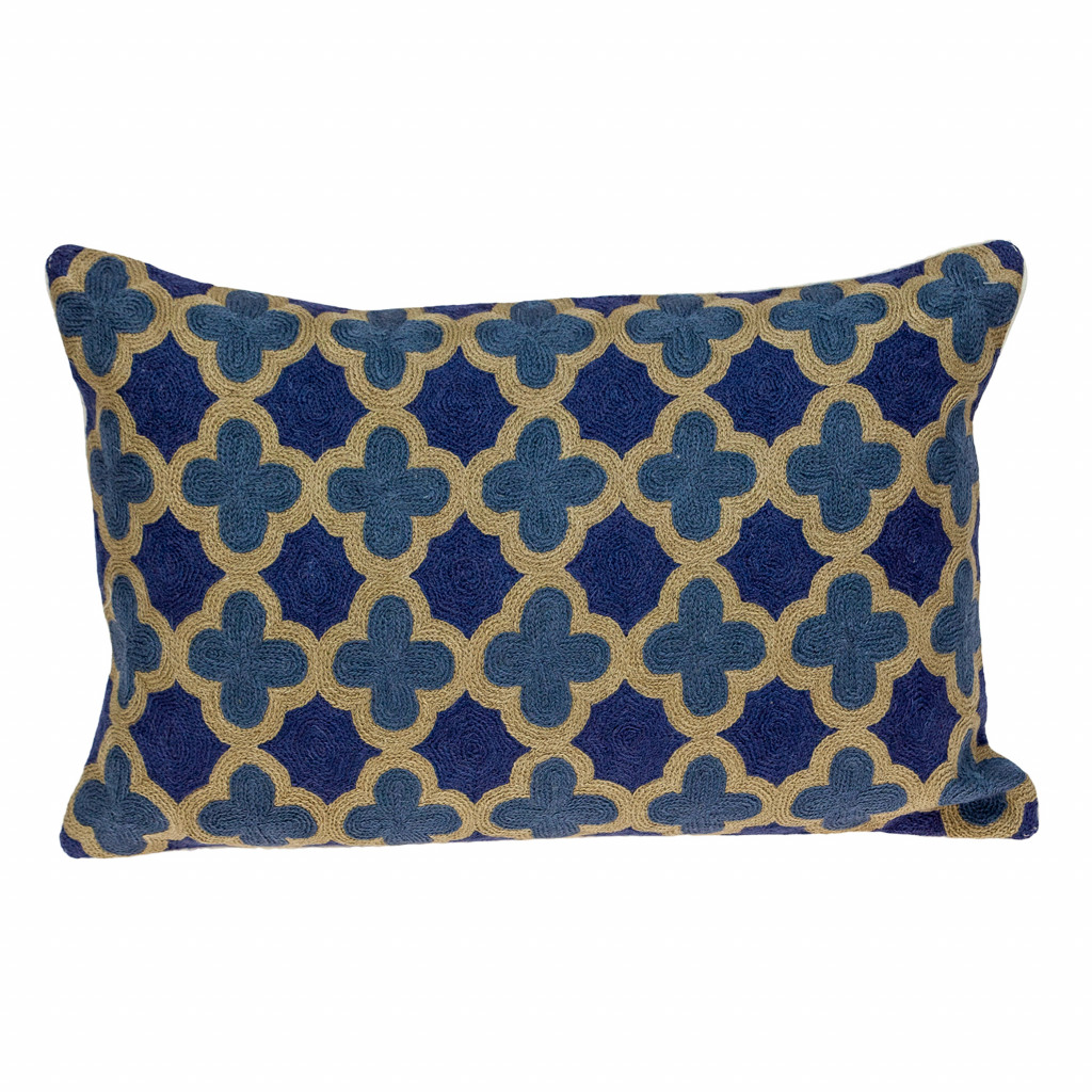 6 x 20 x 12 in. Blue Zippered 100 Percent Cotton Throw Pillow