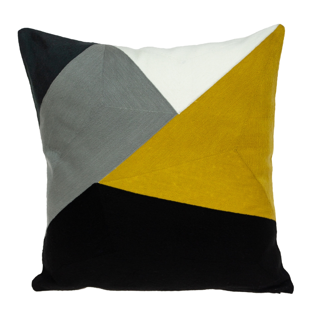 6 x 20 x 20 in. Black Gray & Mustard Geometric Zippered 100 Percent Cotton Throw Pillow