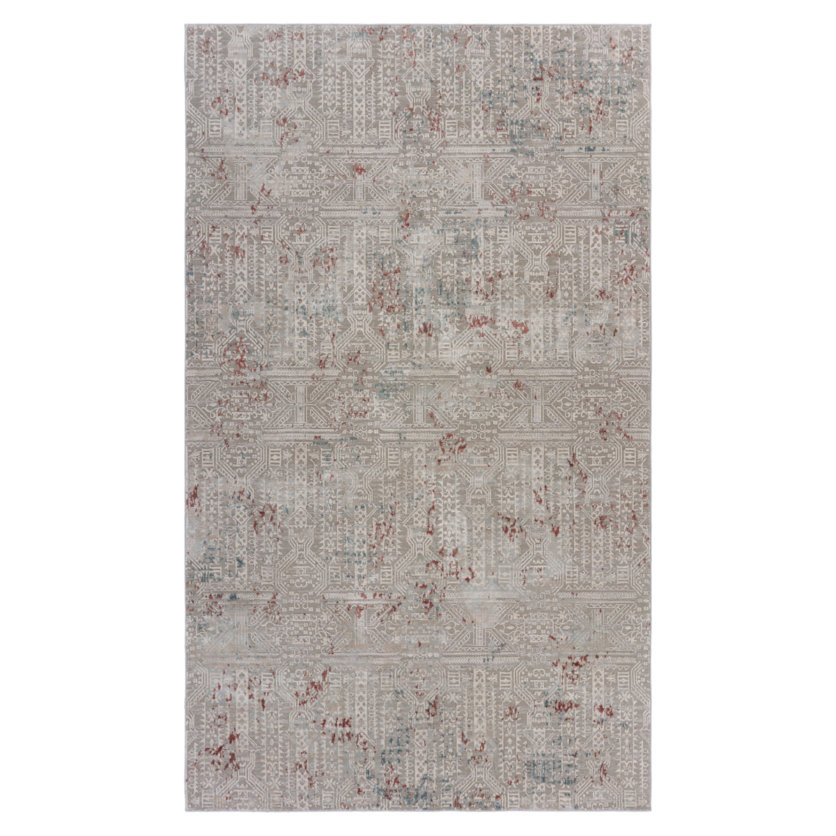 482973 2 x 3 ft. Gray & Ivory Geometric Distressed Stain Resistant Rectangle Area Rug