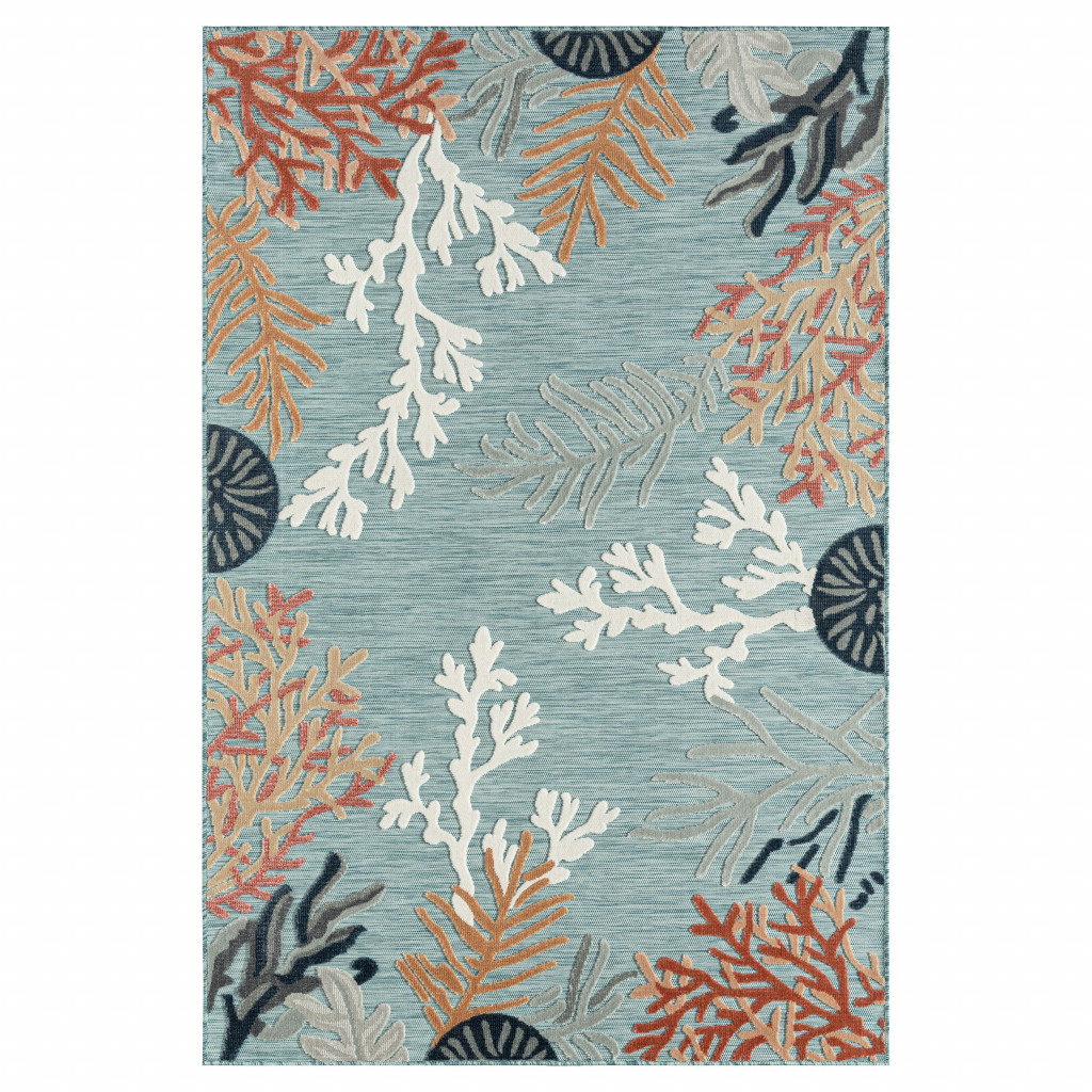 483053 8 x 10 ft. Blue & White Abstract Stain Resistant Indoor & Outdoor Rectangle Area Rug