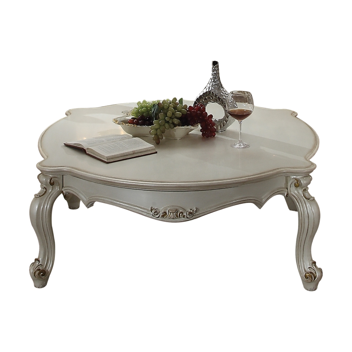 20 x 54 x 47 in. Antique Pearl Manufactured Wood & Polyresin Rectangular Coffee Table