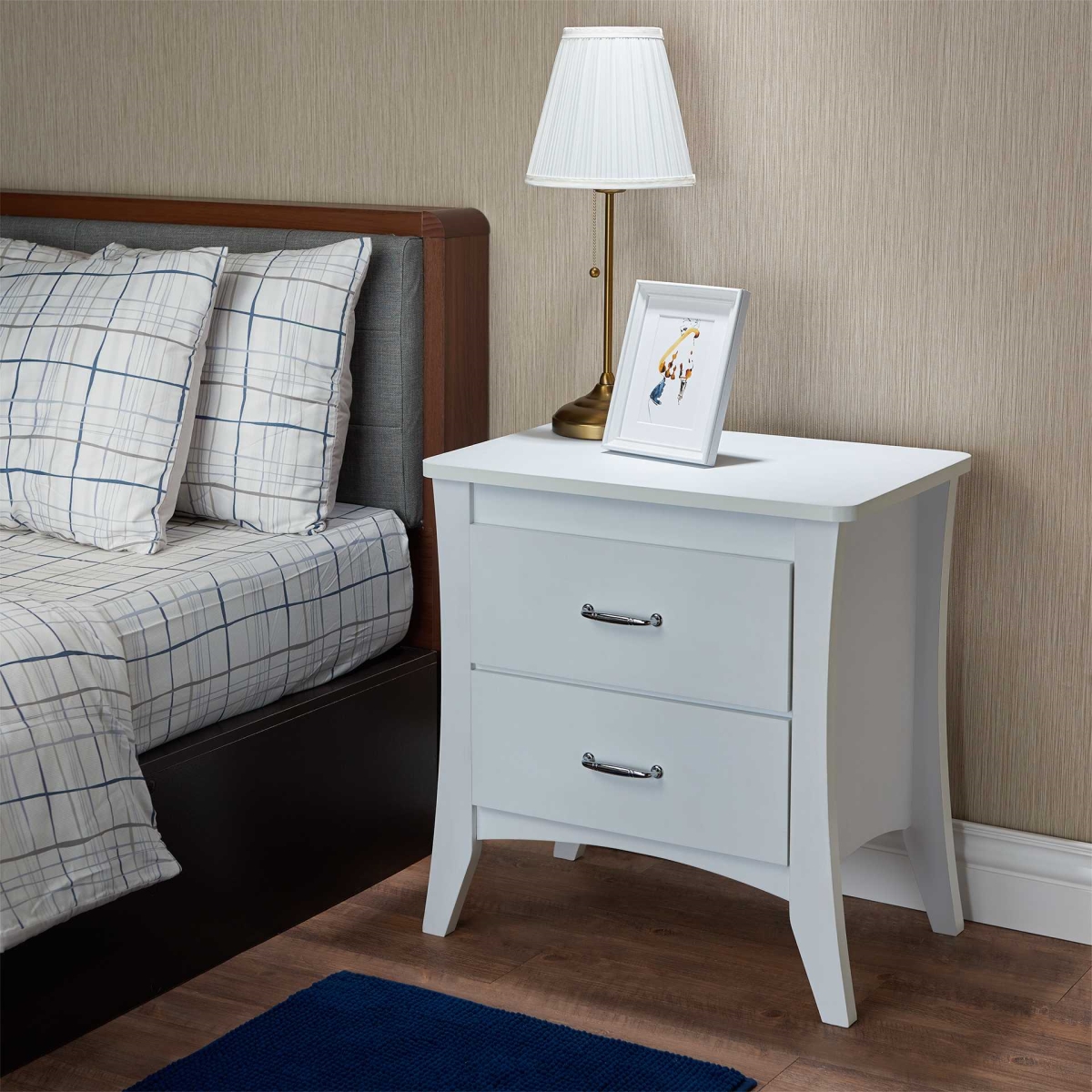 25 x 24 x 16 in. Particle Board, MDF White Nightstand