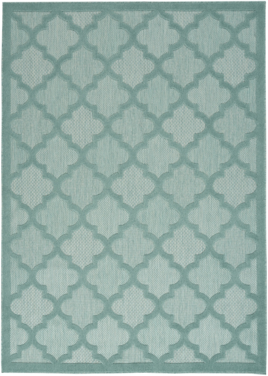 6 x 9 ft. Aqua Geometric Flatweave Rectangle Area Rug