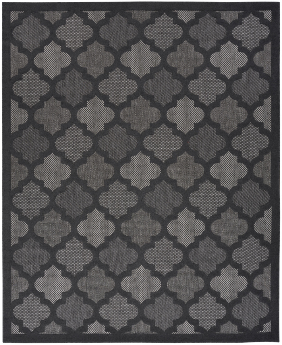 7 x 10 ft. Black Geometric Flatweave Rectangle Area Rug - Black