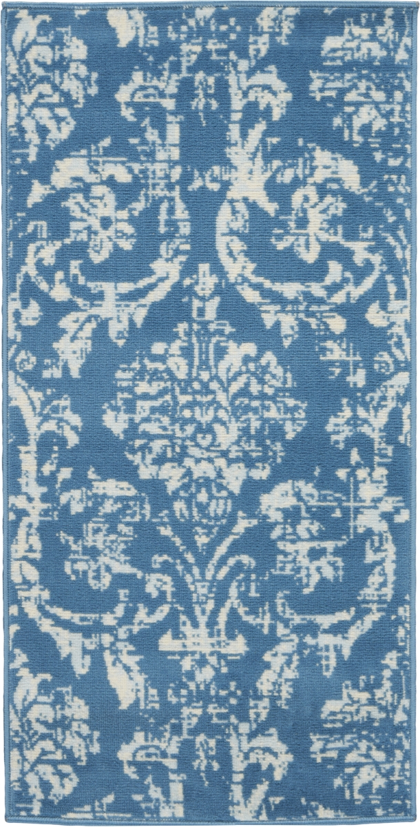 522164 2 x 4 ft. Blue Damask Power Loom Rectangle Area Rug