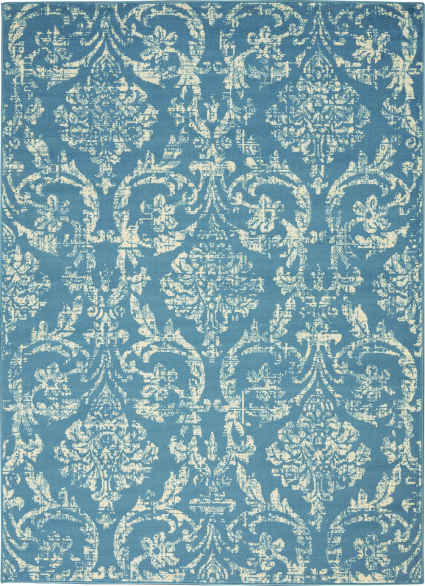 5 x 7 ft. Blue Damask Power Loom Rectangle Area Rug