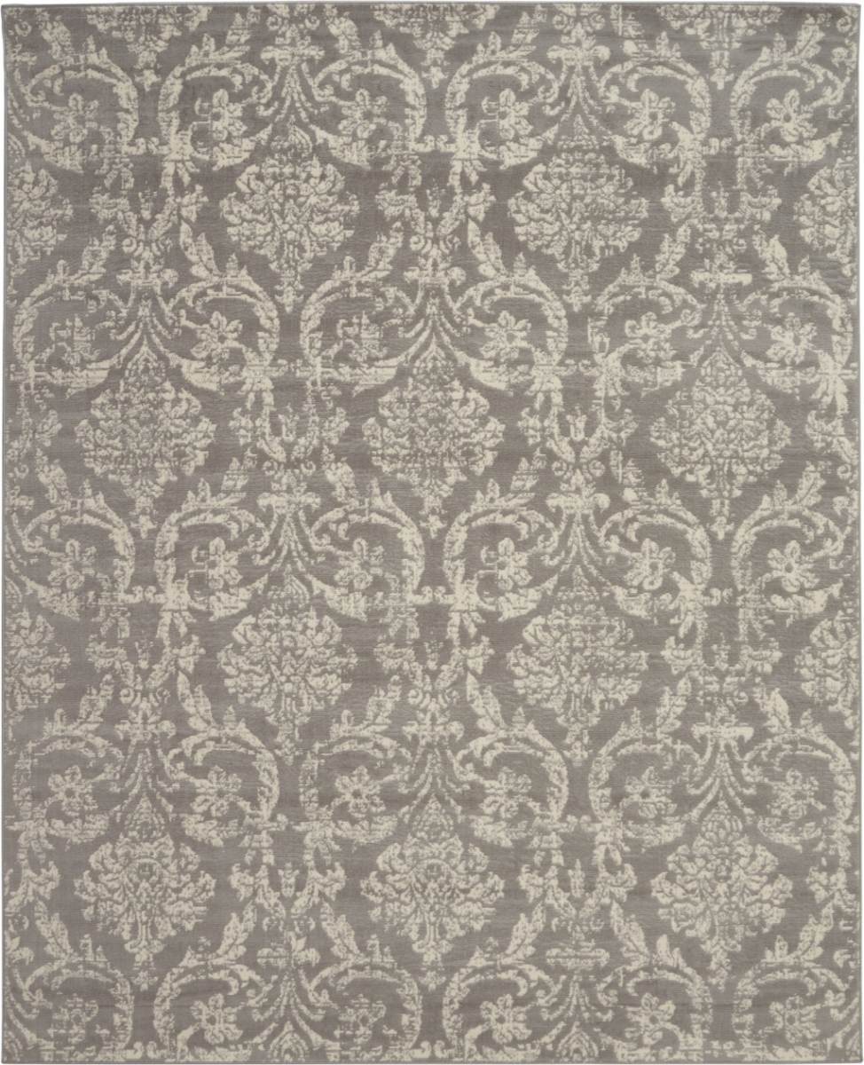 522190 8 x 10 ft. Gray Damask Power Loom Rectangle Area Rug