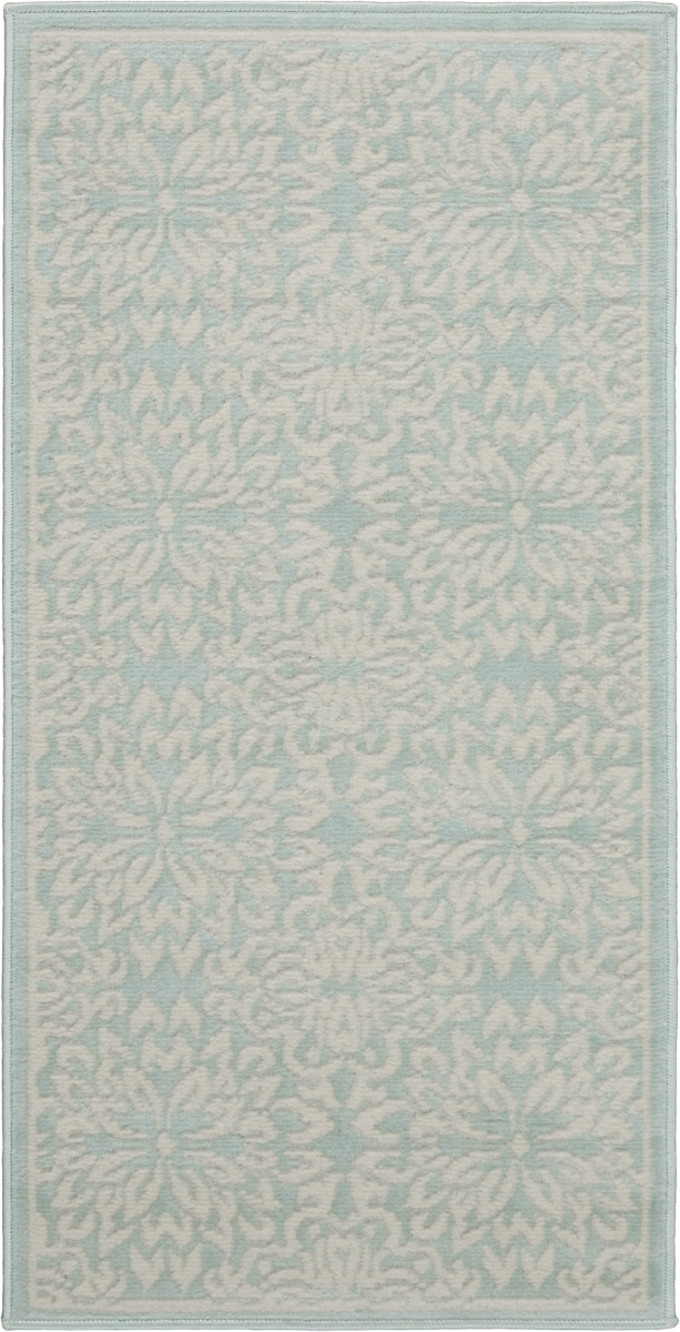 522192 2 x 4 ft. Floral Rectangle Power Loom Area Rug, Aqua