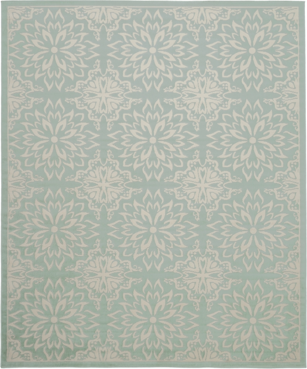 Aqua Floral Power Loom Rectangle Area Rug - Aqua - 8 x 10 ft.