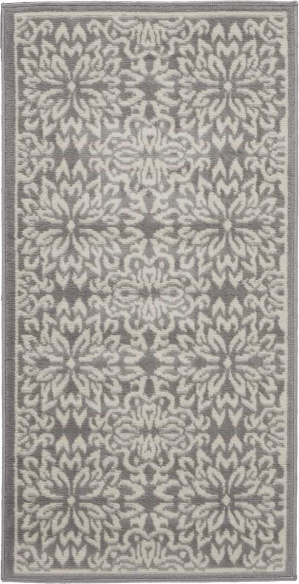 2 x 4 ft. Gray Floral Power Loom Rectangle Area Rug - Gray - 2 x 4 ft.