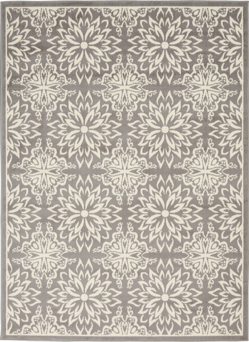 5 x 7 ft. Gray Floral Power Loom Rectangle Area Rug