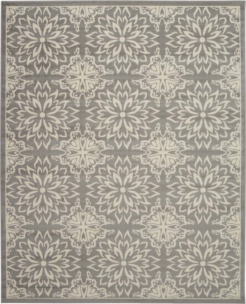 522207 7 x 10 ft. Gray Floral Power Loom Rectangle Area Rug