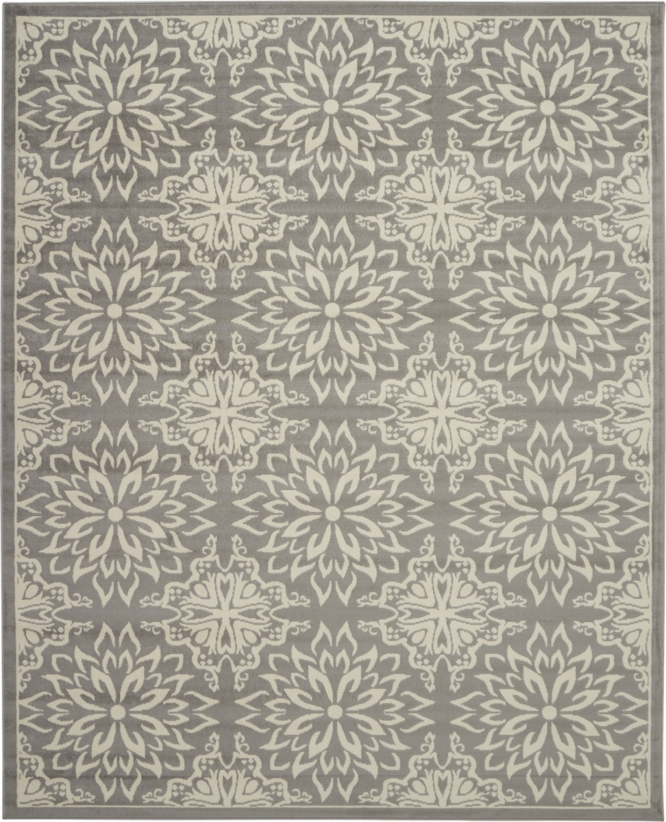 522208 8 x 10 ft. Gray Floral Power Loom Rectangle Area Rug