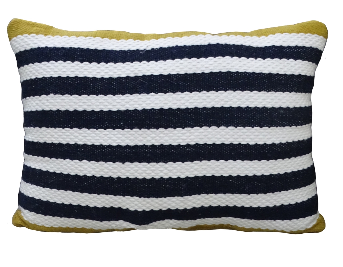 10 x 14 x 20 in. Black & Yellow Zippered Striped Indoor & Outdoor Throw Pillow