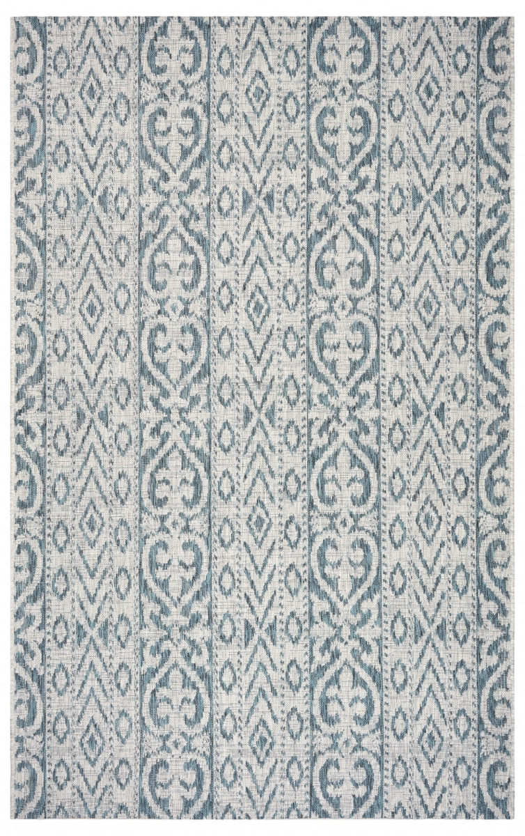 2 x 3 ft. Blue Damask Indoor & Outdoor Rectangle Area Rug - Blue - 2 x 3 ft.