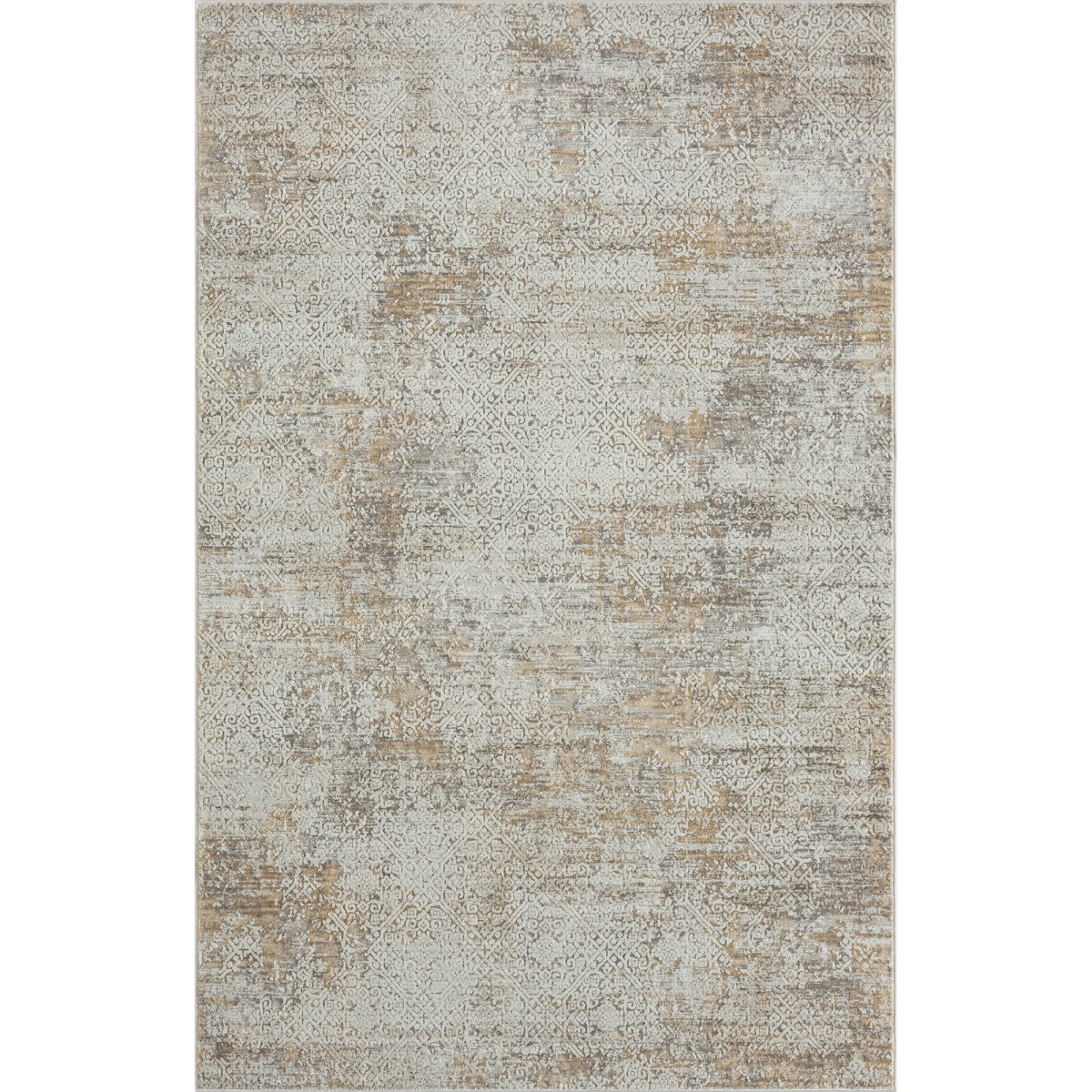 515948 8 x 10 ft. Gray Damask Distressed Rectangle Area Rug