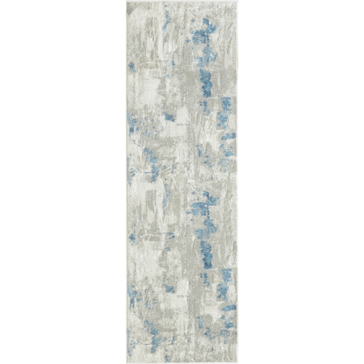 483031 2 x 6 ft. Ivory Gray & Blue Abstract Stain Resistant Rectangle Area Rug