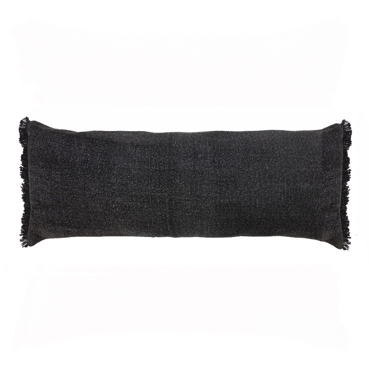 517341 14 x 36 in. Solid Color Zippered Rectangular Cotton Throw Pillow, Black