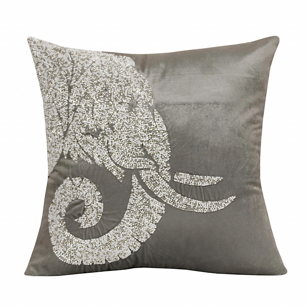 517359 4 x 20 x 20 in. Gray Elephant Animal Print Zippered Polyester Throw Pillow - Set of 2