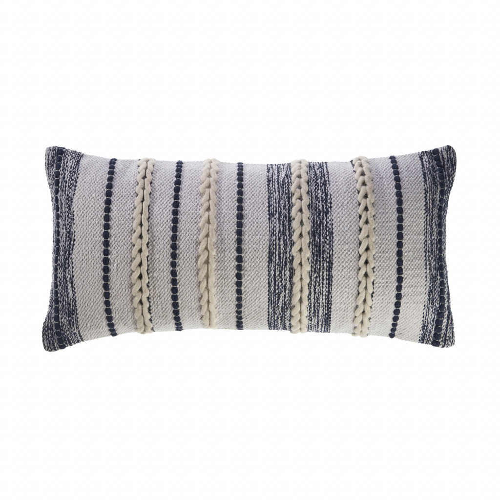 14 x 14 x 28 in. Blue Geometric Zippered 100 Percent Cotton Throw Pillow - Set of 2