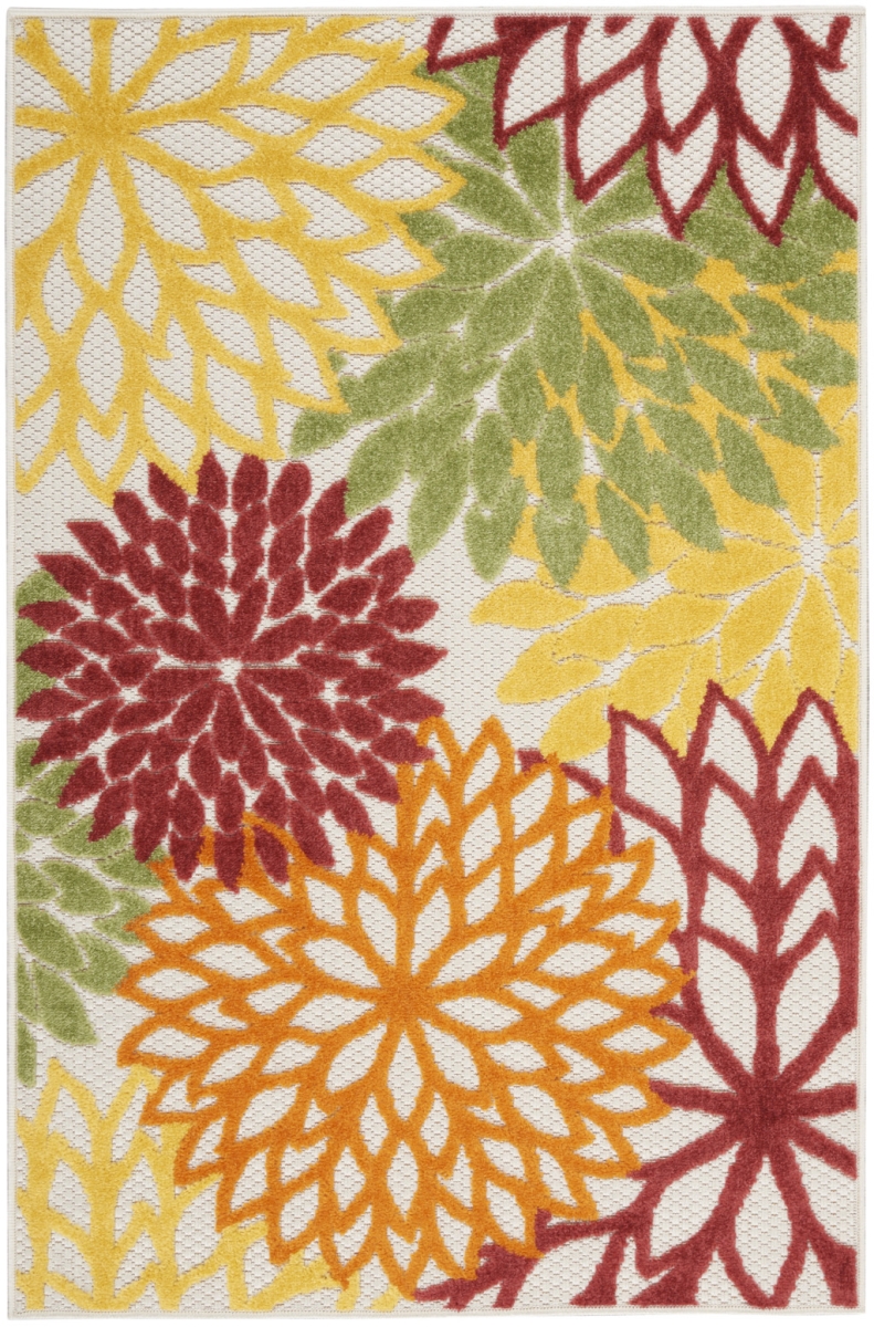 3 x 5 ft. Floral Power Loom Rectangle Area Rug - Red