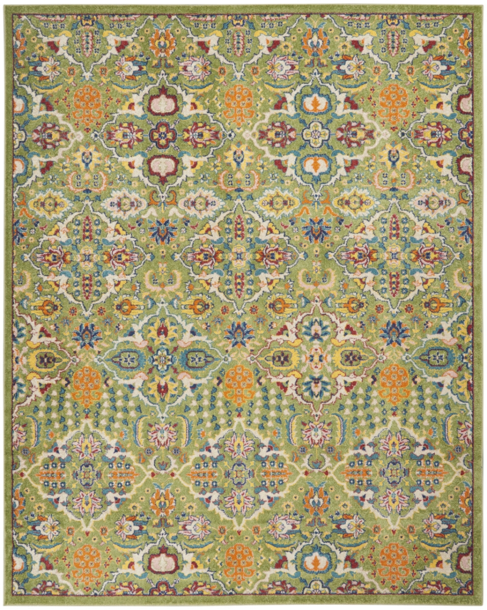 7 x 10 ft. Green Floral Power Loom Area Rug