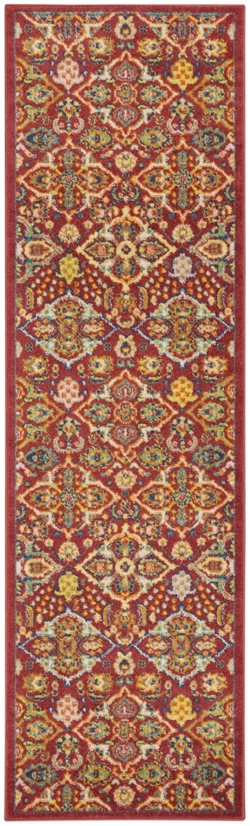 8 ft. Red Floral Power Loom Runner Area Rug