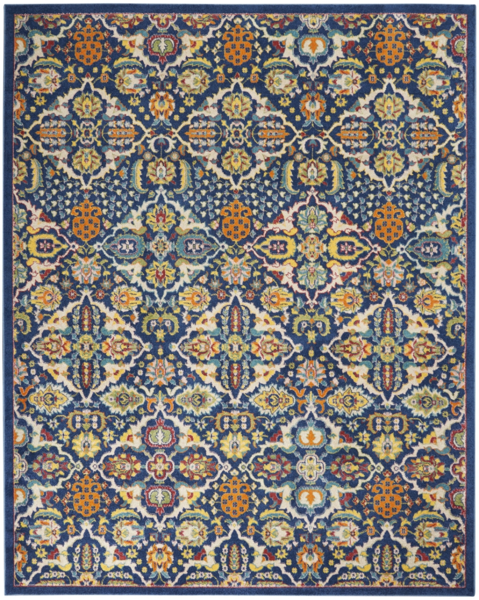 7 x 10 ft. Blue Floral Power Loom Rectangle Area Rug - Blue - 7 x 10 ft.