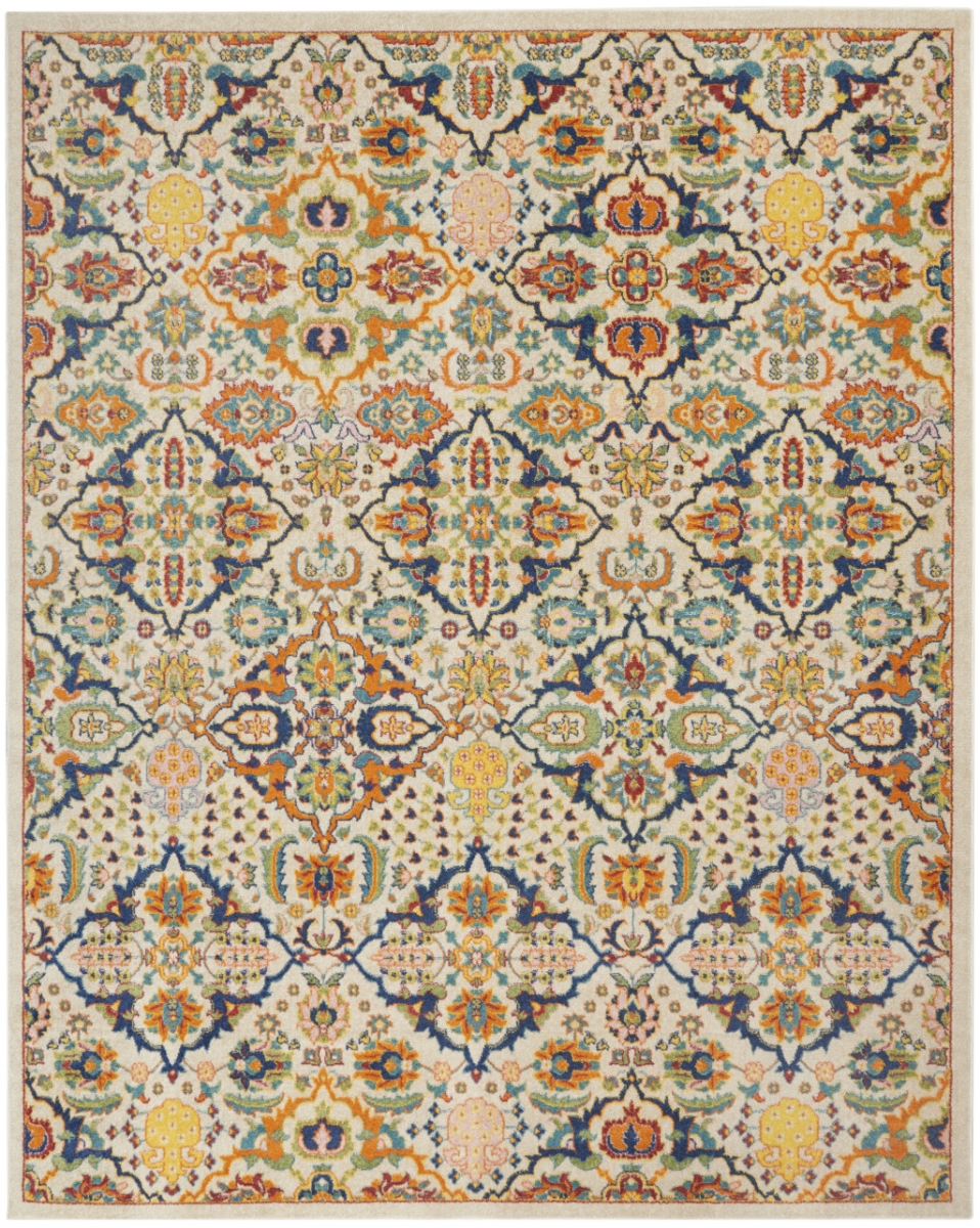7 x 10 ft. Ivory Floral Power Loom Rectangle Area Rug