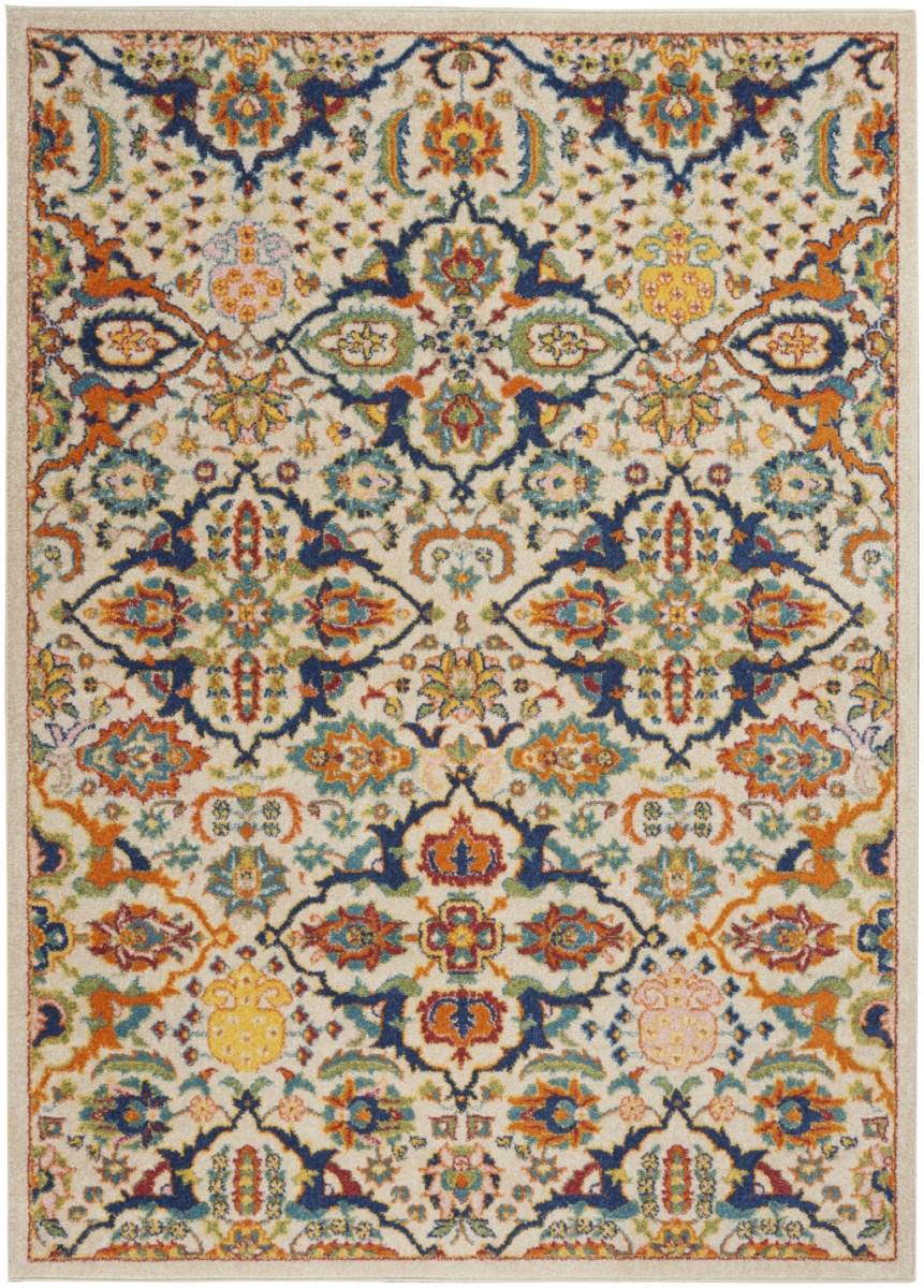 521695 4 x 6 ft. Ivory Floral Power Loom Rectangle Area Rug