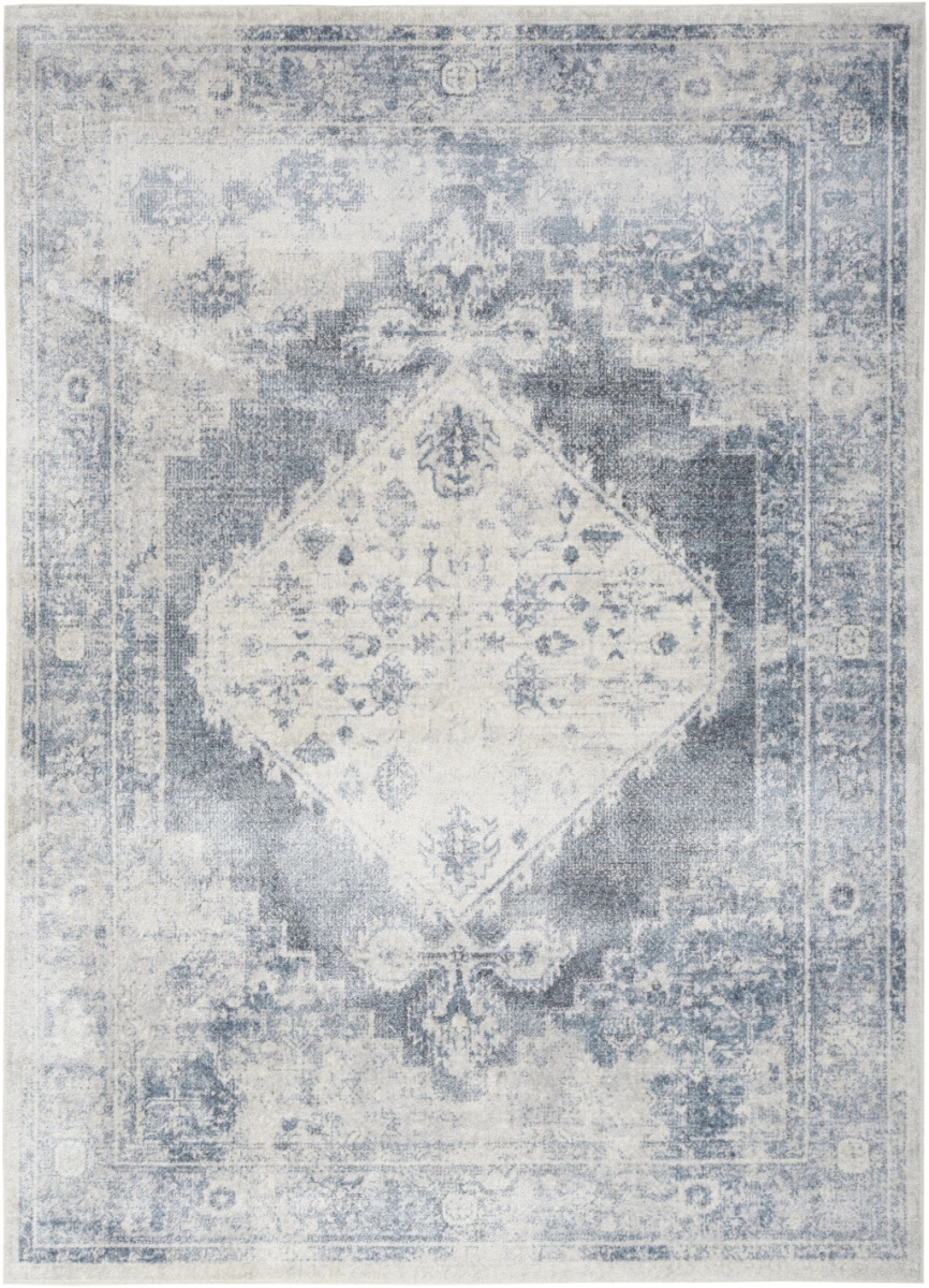 5 x 7 ft. Blue Oriental Power Loom Distressed Washable Rectangle Area Rug - Blue - 5 x 7 ft.