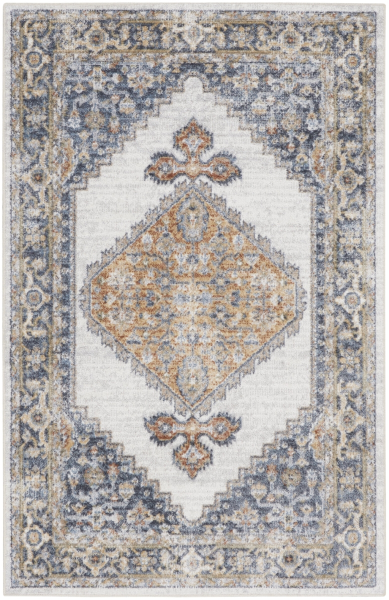 521744 4 x 6 ft. Gray Oriental Power Loom Distressed Washable Rectangle Area Rug