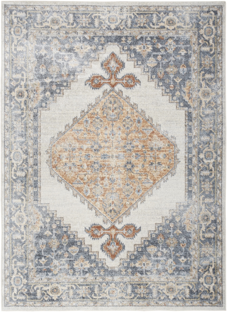 7 x 9 ft. Gray Oriental Power Loom Distressed Washable Area Rug