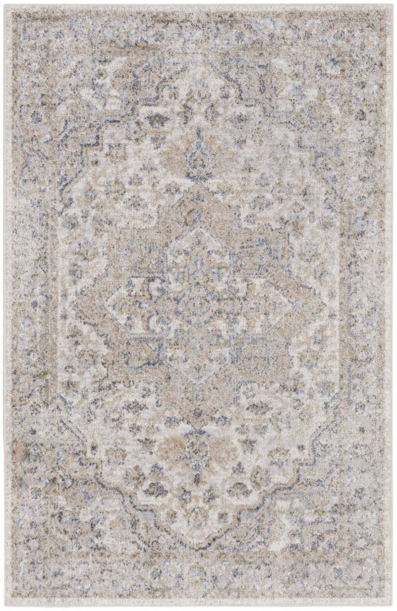 3 x 5 ft. Silver Oriental Power Loom Washable Rectangle Area Rug - Silver - 3 x 5 ft.