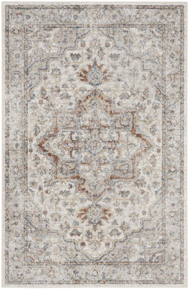 3 x 5 ft. Gray Oriental Power Loom Washable Rectangle Area Rug