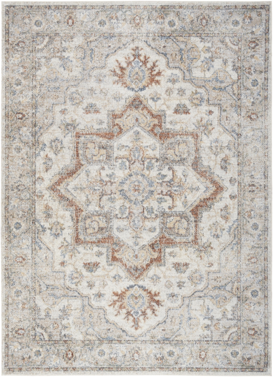 521821 5 x 7 ft. Gray Oriental Power Loom Washable Rectangle Area Rug