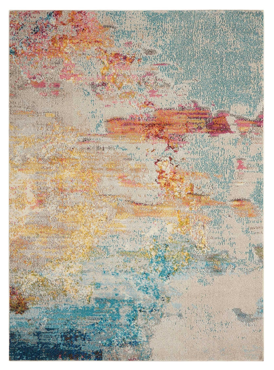 521896 7 x 10 ft. Blue & Gray Abstract Power Loom Rectangle Area Rug