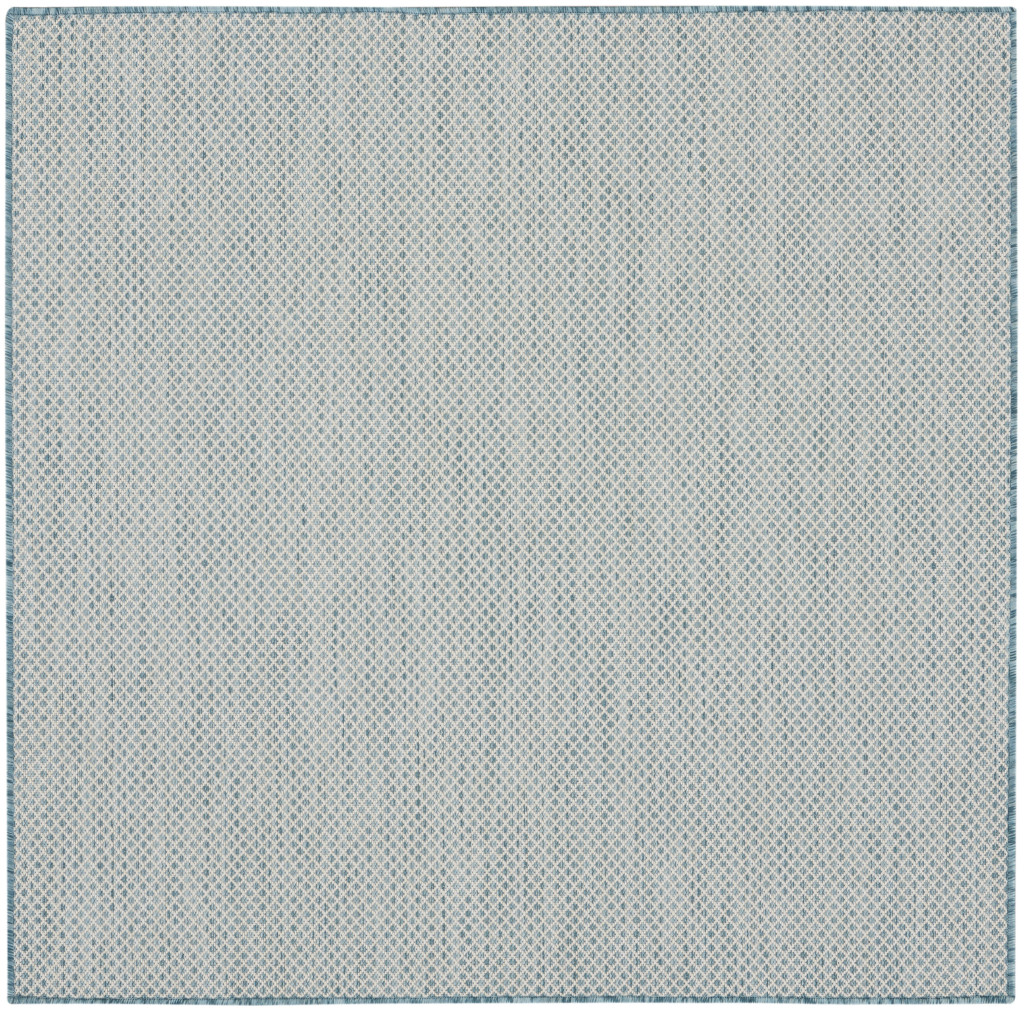 5 ft. Blue Geometric Power Loom Square Area Rug