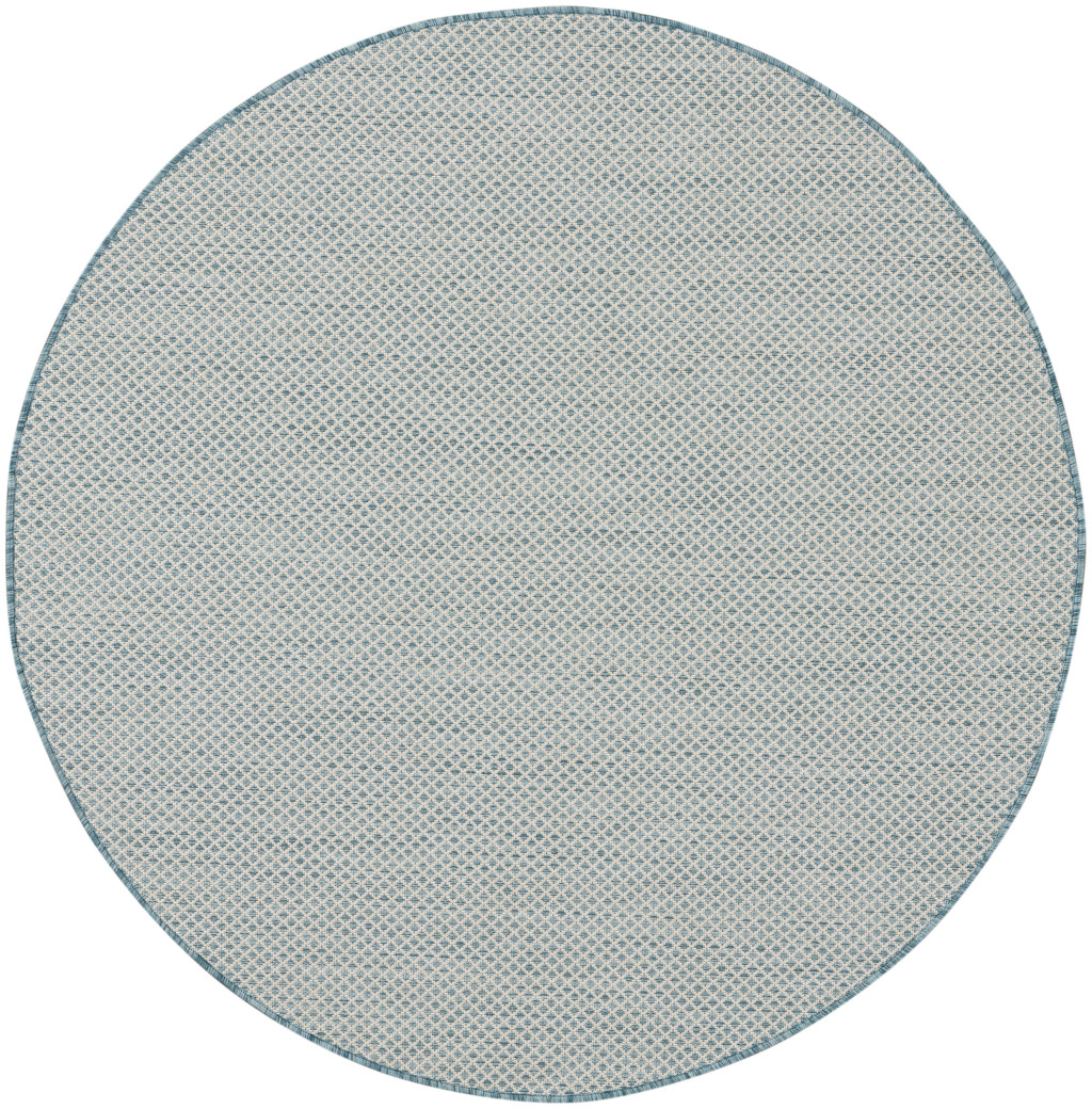 522005 5 ft. Blue Geometric Power Loom Round Area Rug