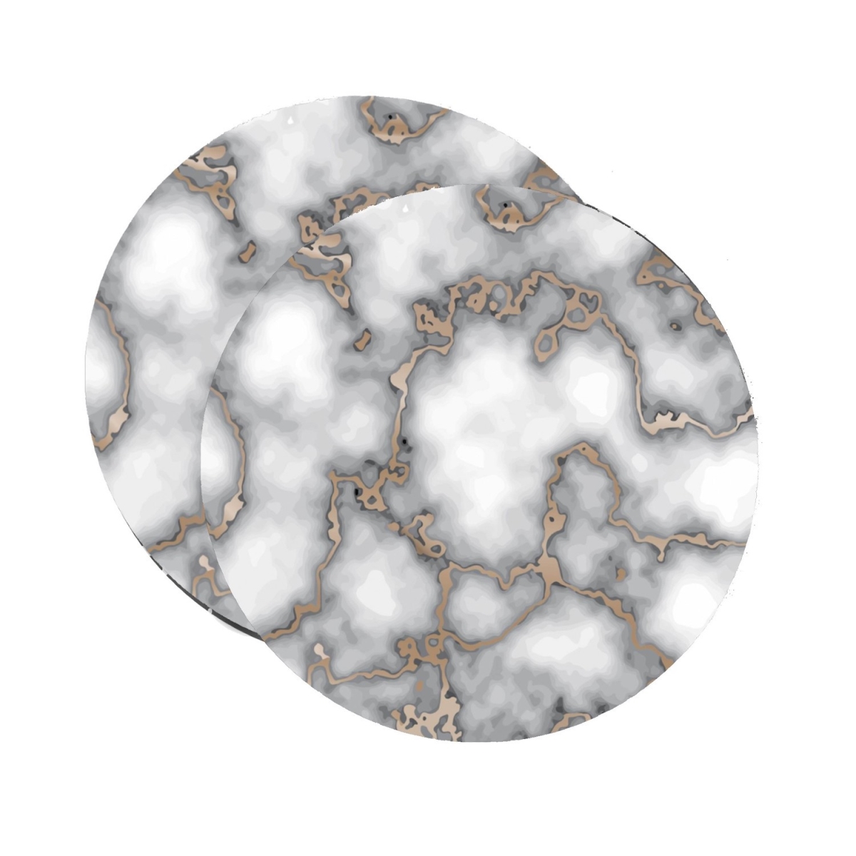 Picture of HomeRoots 483731 Gray & Gold Abstract Cork Round Indoor & Outdoor Placemats - Set of 2