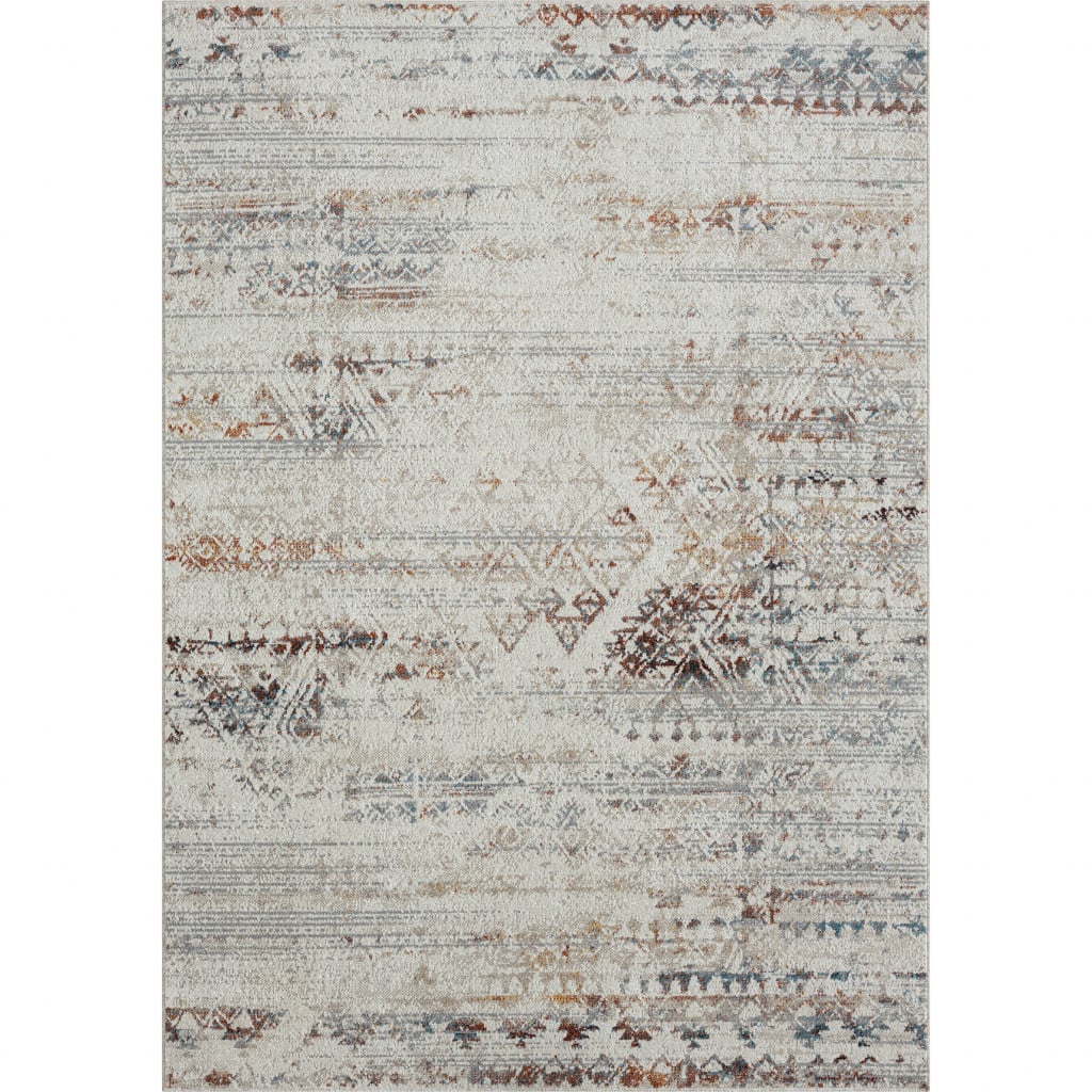 5 x 7 ft. Ivory Tribal Distressed Washable Rectangle Area Rug - Ivory - 5 x 7 ft.