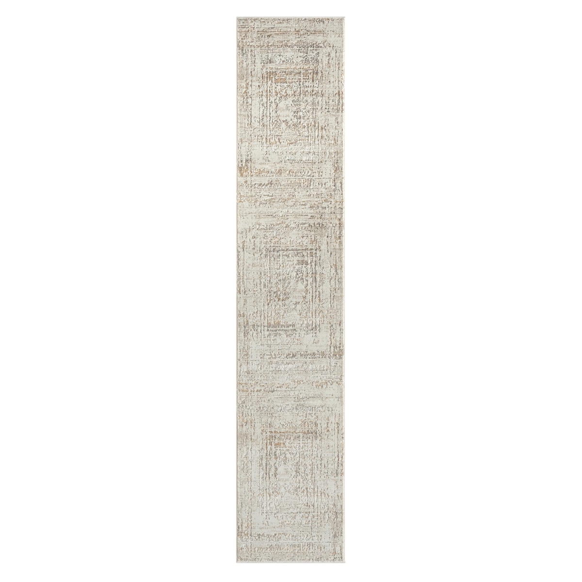 515830 2 x 10 ft. Beige Abstract Distressed Power Loom Runner Rug