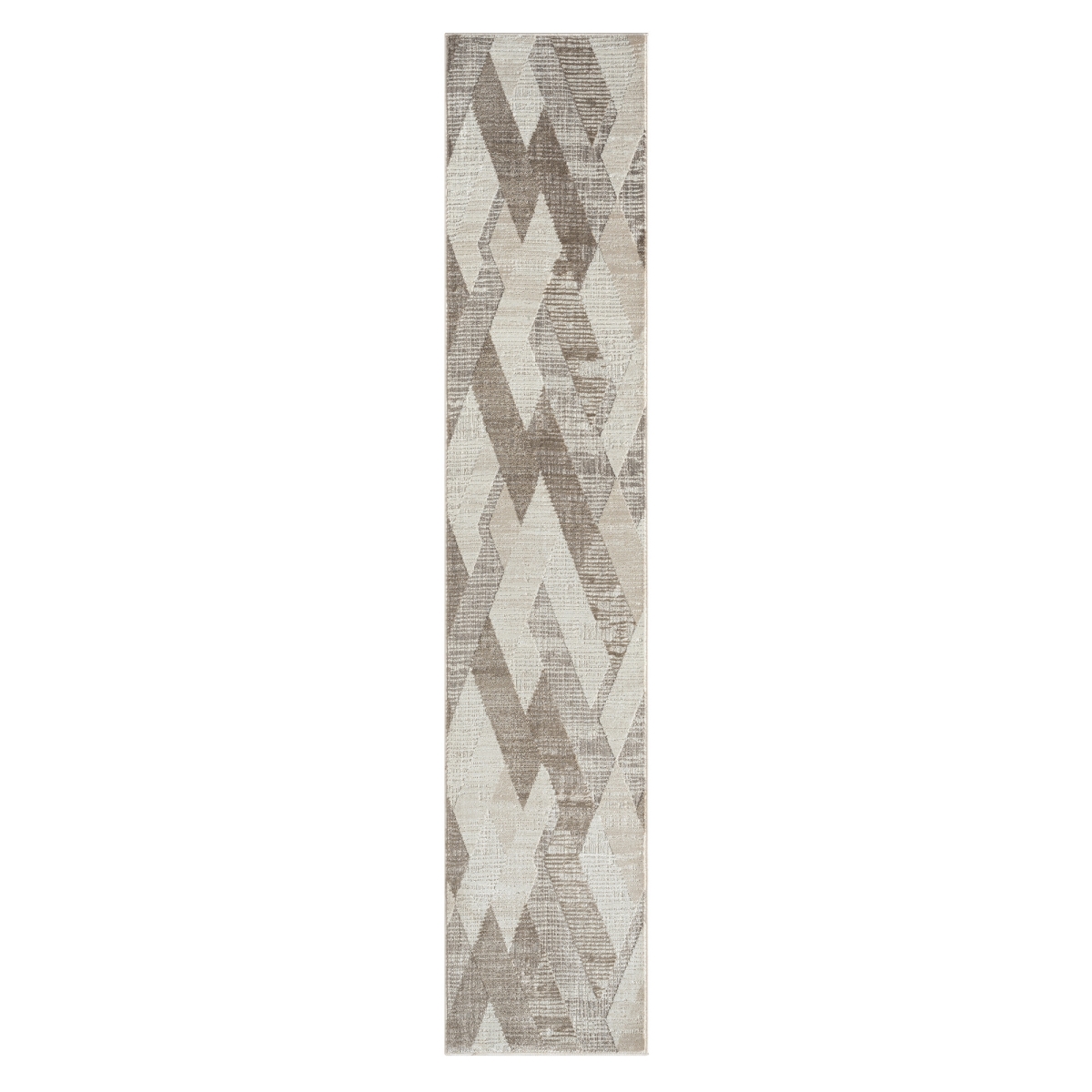 515838 2 x 8 ft. Geometric Runner Rug, Gray