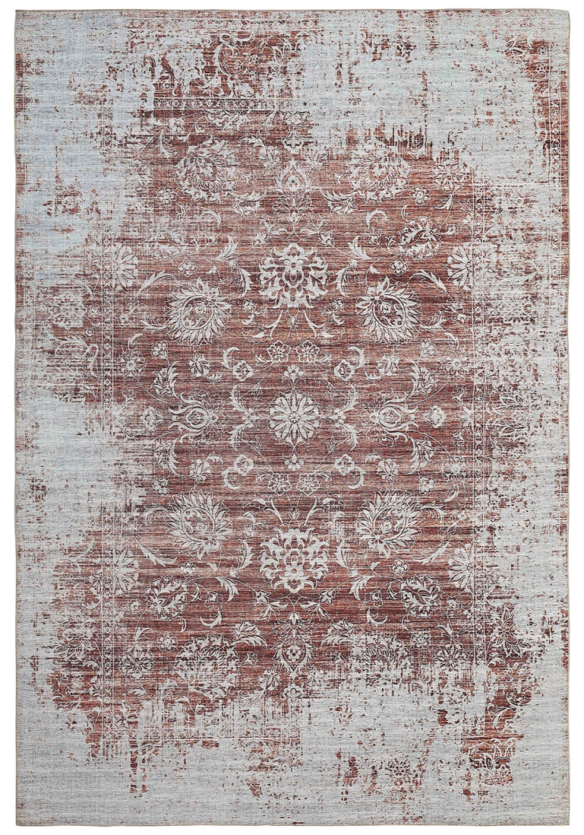 478972 5 x 8 ft. Rust Oriental Distressed Stain Resistant Rectangle Area Rug