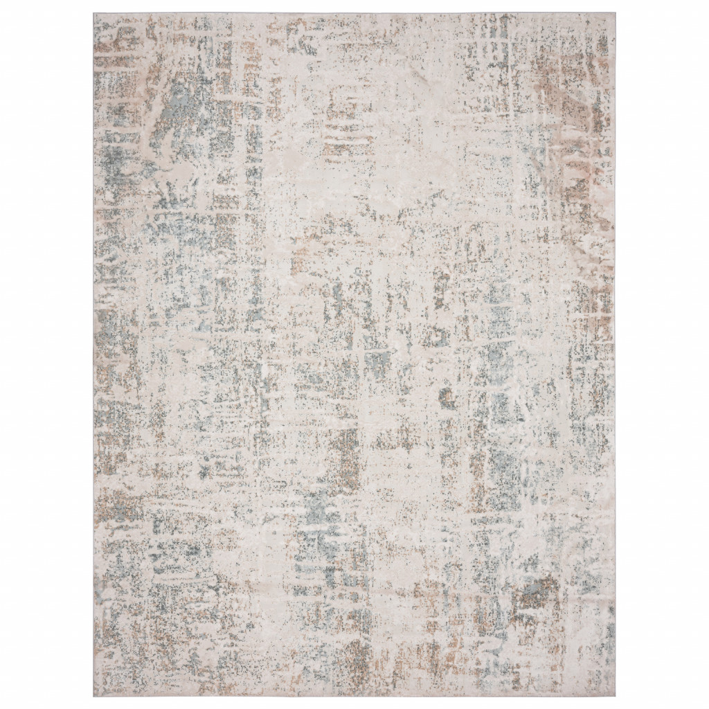 2 x 3 ft. Gray Blue Taupe & Cream Abstract Distressed Stain Resistant Rectangle Area Rug