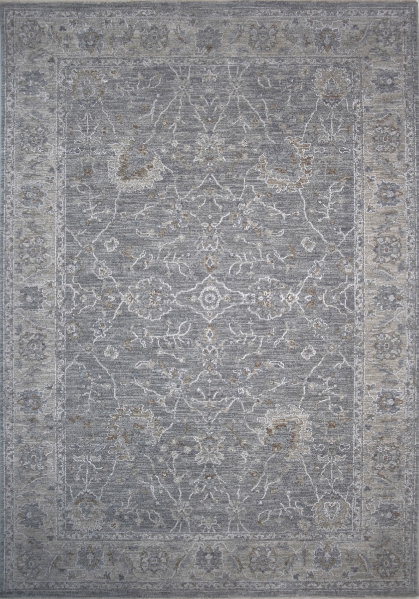 490452 5 x 7 ft. Blue Gray Southwestern Floral Rectangle Area Rug